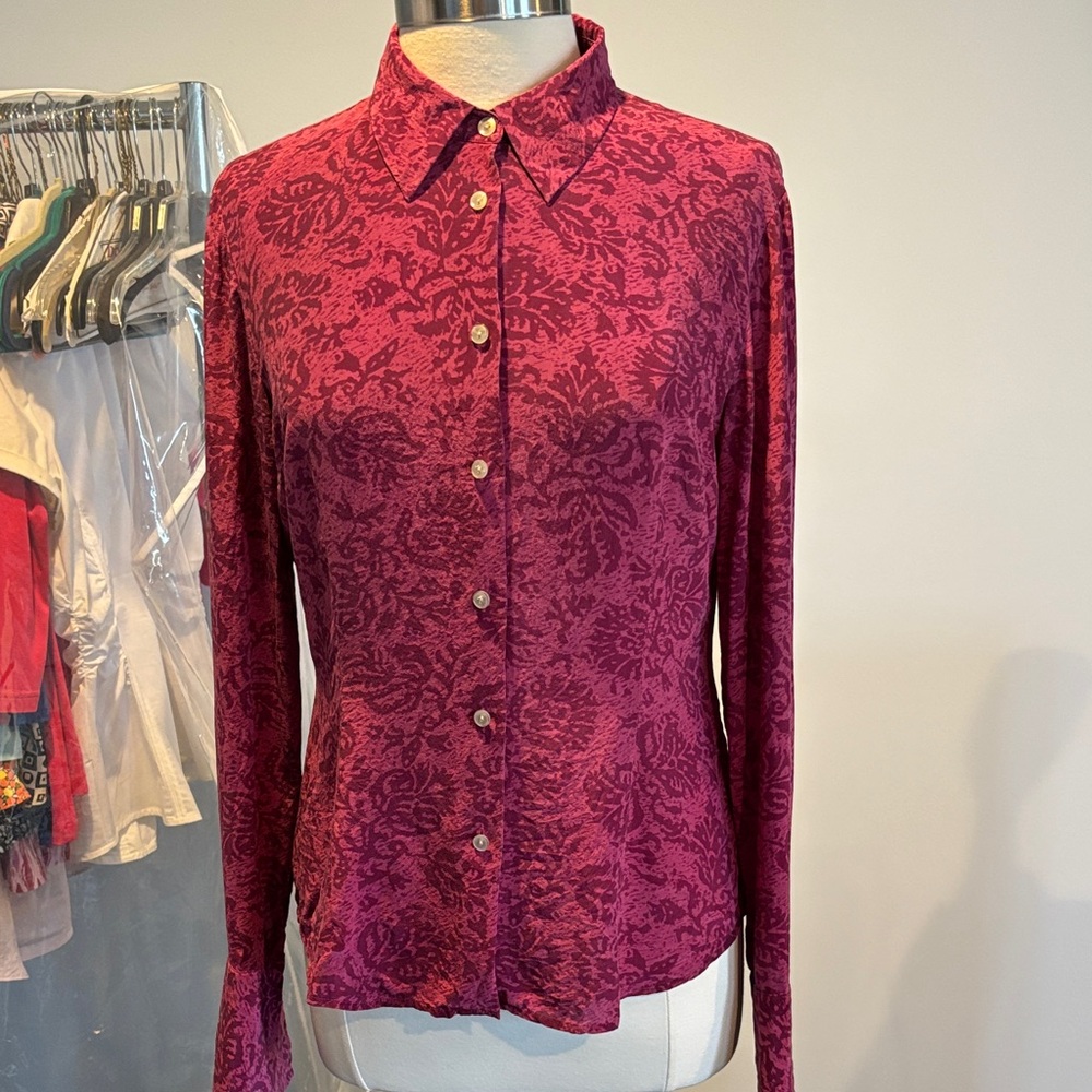 Evan Picone Women's Burgundy Button-Down Shirt